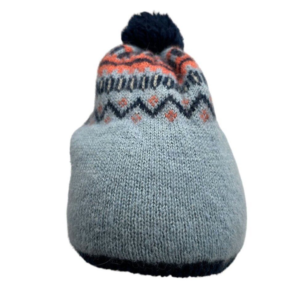 Kari Traa Womens One Size Hat Beanie Wool Alpaca Pom Pom Knit Blue Coral Lined